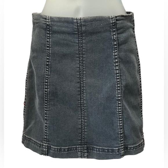 NWT Free People Womens Blue Denim Mini Stretch A-Line Skirt Sz 2 - Picture 3 of 7